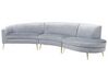 4 Seater Curved Velvet Sofa Light Grey MOSS_851289