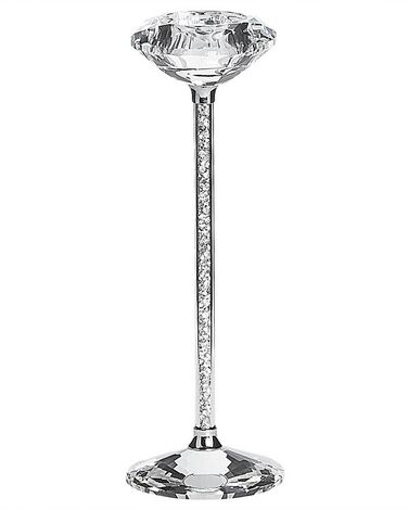 Glass Candlestick 23 cm Silver KOFI SLIM