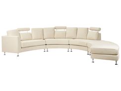 Kaareva beige 7-istuttava kangassohva ROTUNDE