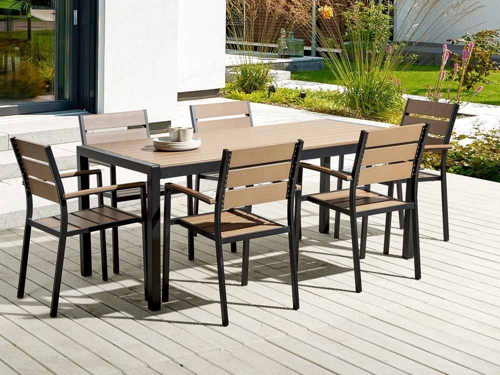 CASARIA® Salon de jardin aluminium »Bern« 1 table 6 chaises différentes  couleurs