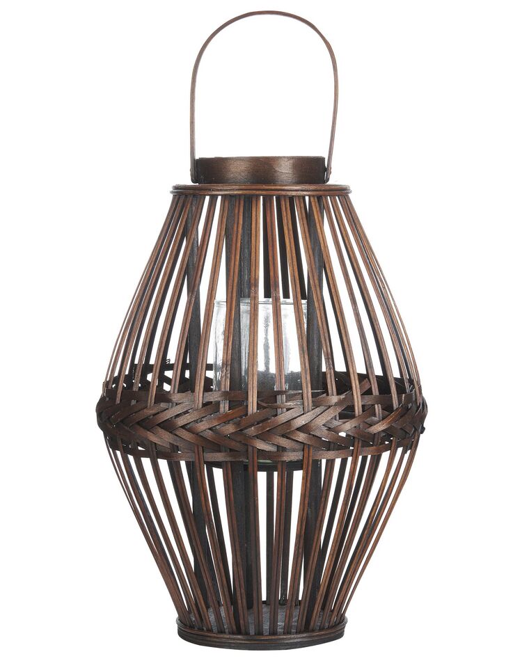 Lanterne en bambou ton bois sombre 43 cm PANAT_873637