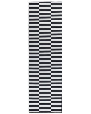 Teppich schwarz / weiss 60 x 200 cm Streifenmuster Kurzflor PACODE