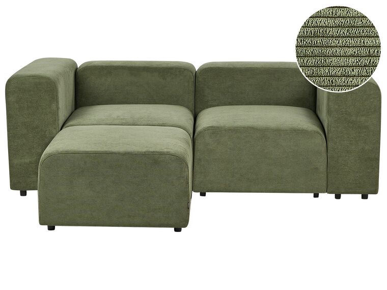 Sofa modułowa 2-osobowa sztruksowa z otomaną zielona FALSTERBO_916298