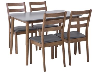 Jedálenská súprava stola a 4 stoličiek sivá/tmavé drevo MODESTO