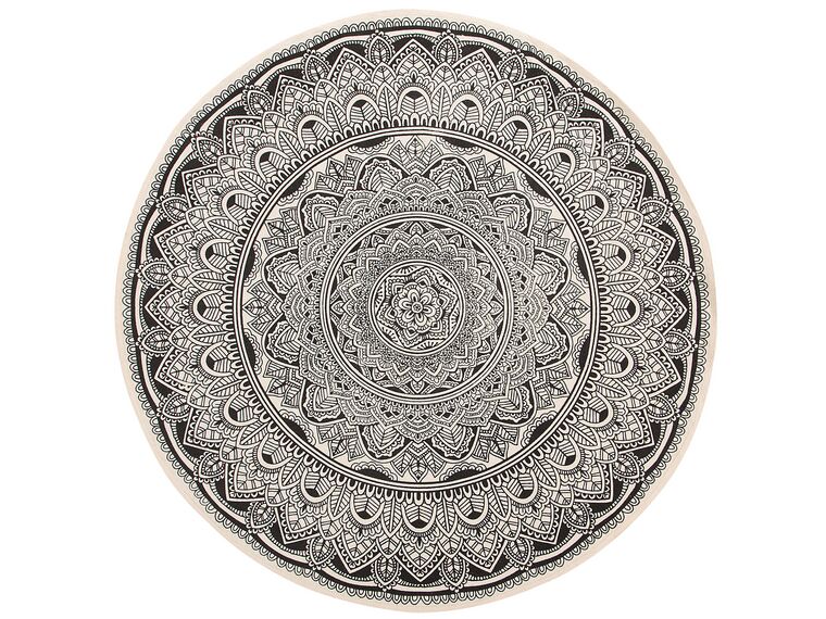 Okrúhly bavlnený koberec ø 120 cm čierna/krémová biela HIZAN_756586