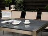 Conjunto de mesa com tampo triplo granito polido cinzento 220 x 100 cm e 8 cadeiras creme GROSSETO_766703