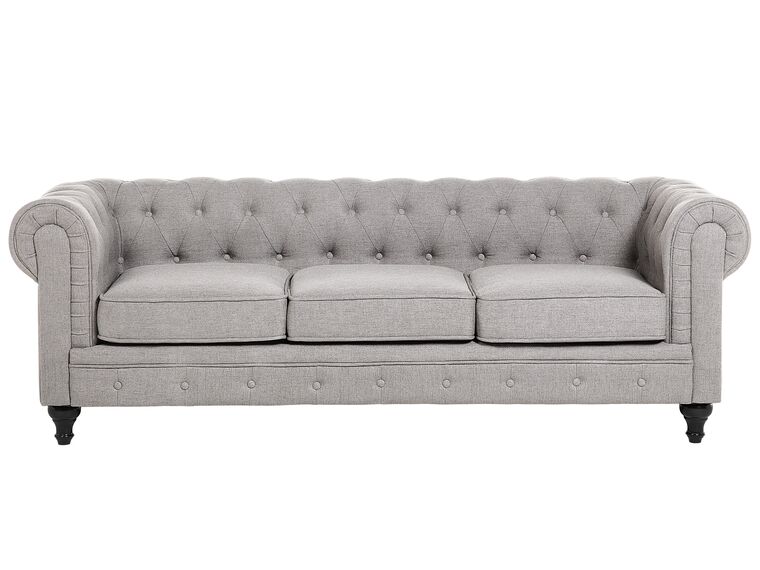 3 Seater Fabric Sofa Light Grey CHESTERFIELD_675372
