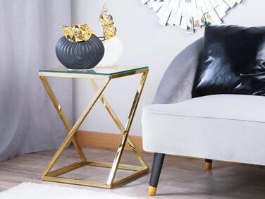Glass Top Side Table Gold BEVERLY