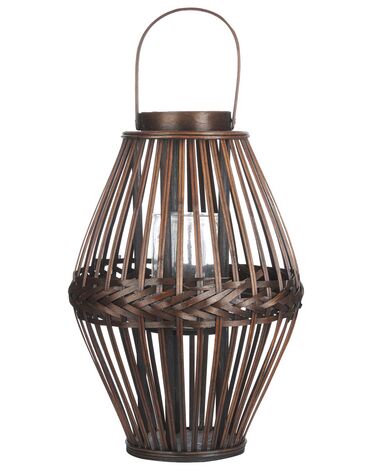 Lanterna em madeira de bambu escura 43 cm PANAT