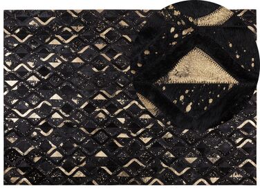 Cowhide Area Rug 160 x 230 cm Black and Gold DEVELI