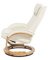 Faux Leather Recliner Chair with Footstool Beige MAJESTIC_697985