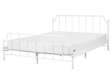 Łóżko metalowe 160 x 200 cm białe MAURESSAC