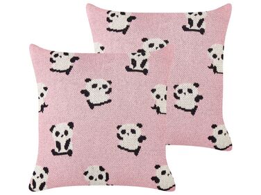 2 poduszki dla dzieci bawełniane w pandy 45 x 45 cm różowe TALOKAN