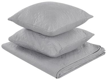 Embossed Bedspread and Cushions Set 160 x 220 cm Grey ALAMUT