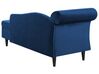 Chaise longue velluto blu marino e legno scuro sinistra LUIRO_729348