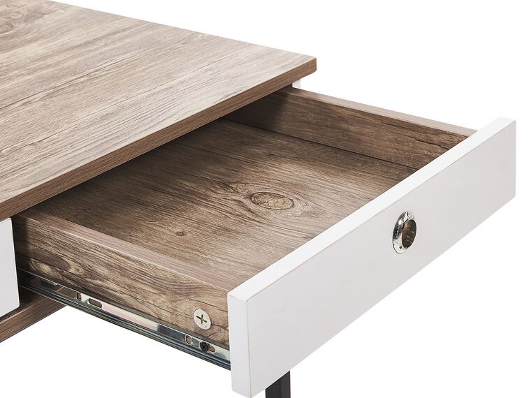 3 Drawer Home Office Desk 120 x 60 cm Light Wood and Black HINTON