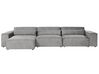 Right Hand 3 Seater Modular Fabric Corner Sofa with Ottoman Grey HELLNAR_912002