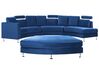 7 Seater Curved Modular Velvet Sofa Navy Blue ROTUNDE_793554