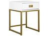 Table appoint blanche / dorée avec tiroir LARGO_790540