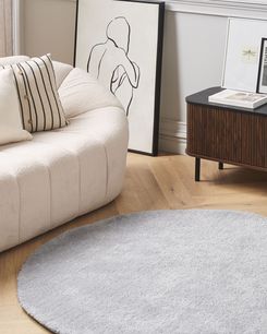 Pyöreä matto vaaleanharmaa ⌀ 140 cm DEMRE Pyöreä matto vaaleanharmaa ⌀ 140 cm DEMRE