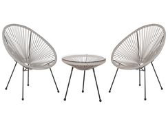 2-istuttava bistrosetti polyrottinki vaaleanharmaa ACAPULCO II 2-istuttava bistrosetti polyrottinki vaaleanharmaa ACAPULCO II