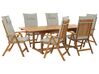 Zestaw ogrodowy drewno akacjowe stół i 6 krzeseł z poduszkami beżowymi JAVA_788650