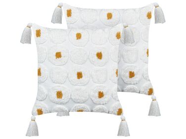 Conjunto de 2 almofadas decorativas em algodão branco 45 x 45 cm AZALIA