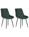 Set of 2 Velvet Dining Chairs Dark Green MELROSE_771910