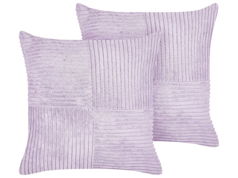 Lot de 2 coussins en velours côtelé violet 43 x 43 cm MILLET_854649