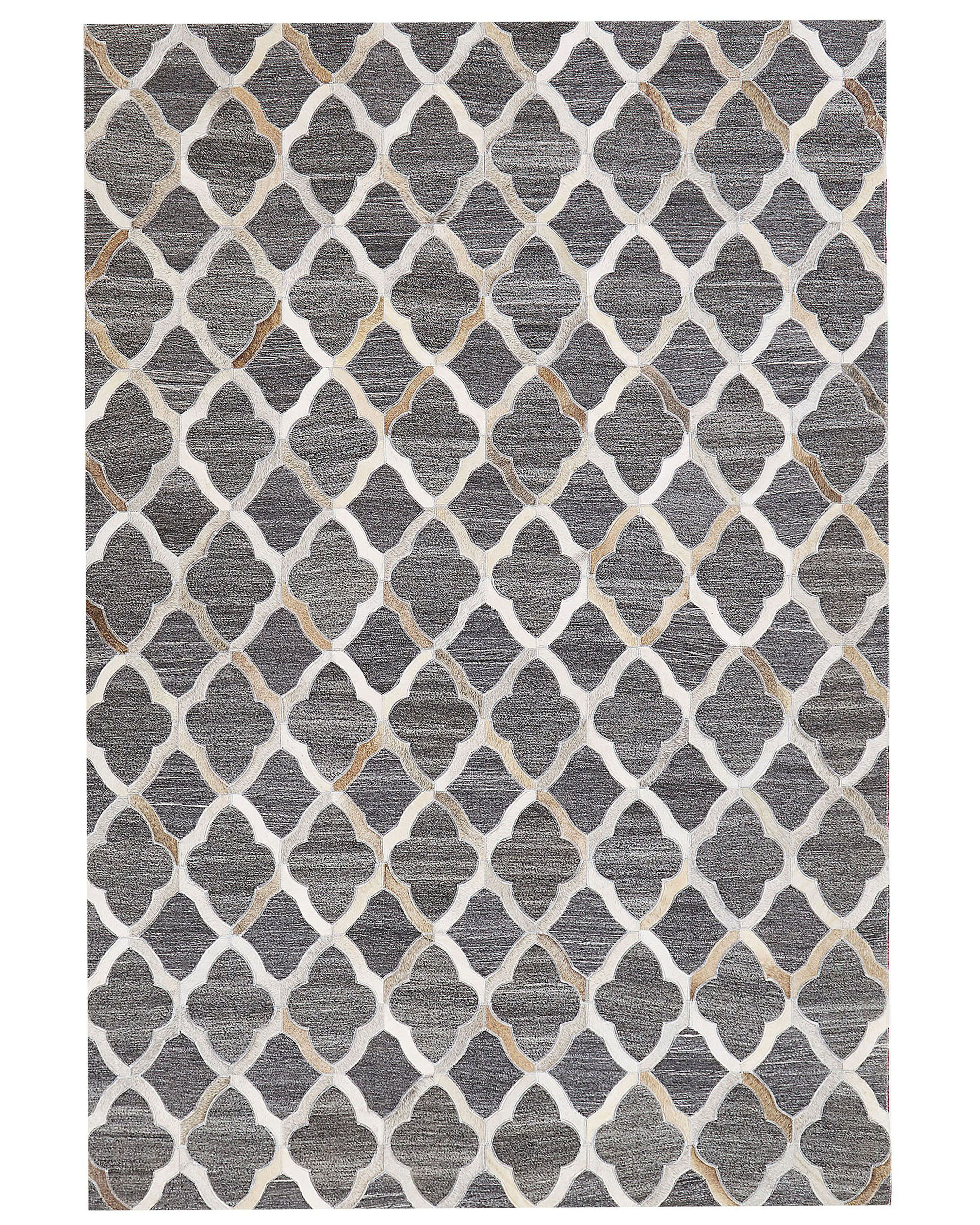 Teppich Kuhfell grau / beige 140 x 200 cm Patchwork Kurzflor ROLUNAY_851124