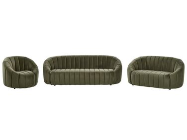Conjunto de sofás com 6 lugares em veludo verde escuro MALUNG