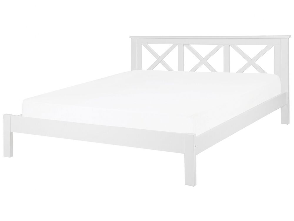 Wooden EU Super King Size Bed White TANNAY Beliani.fr