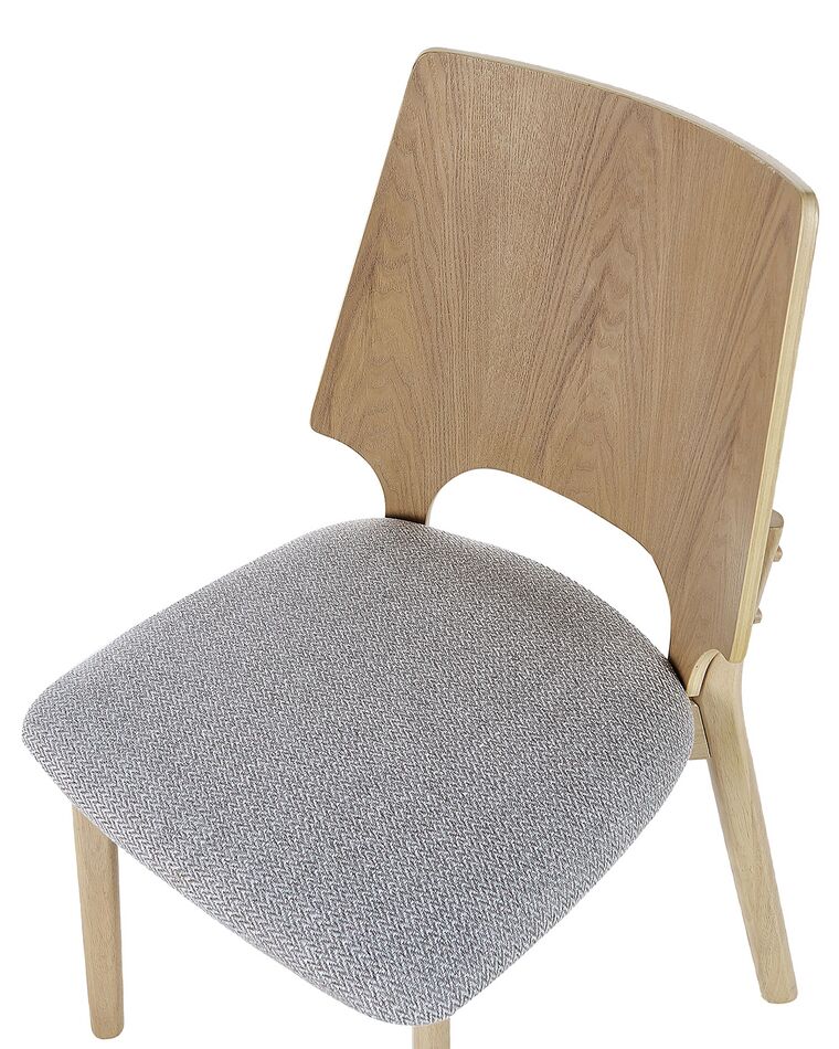 Set of 2 Dining Chairs Light Wood and Grey ABEE Beliani.co.uk