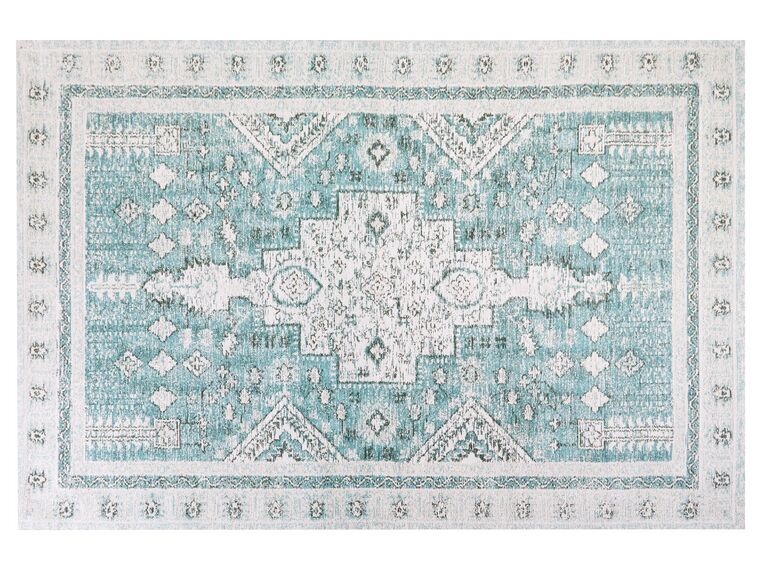 Teppich Baumwolle mintgrün 200 x 300 cm orientalisches Muster Kurzflor FULLA_852248