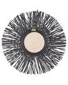 Rattanowe okrągłe lustro ścienne słońce ⌀ 60 cm czarne KALASIN_822231