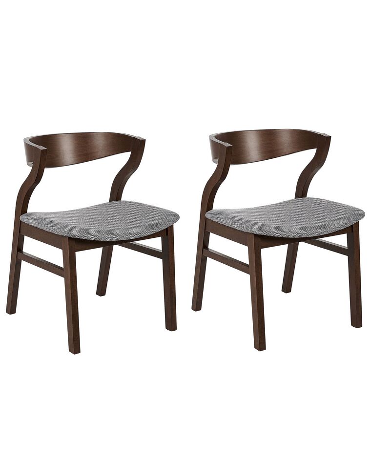 Spisebordsstol mørkt træ/grå stof sæt af 2 MAROA_837236