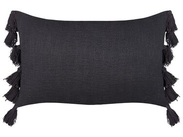 Cotton Cushion With Tassels 35 x 55 cm Grey LYTHRUM