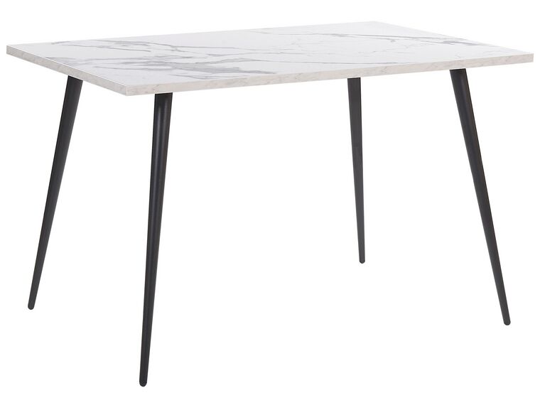 Dining Table 120 x 80 cm White Marble Effect with Black SANTIAGO_775925