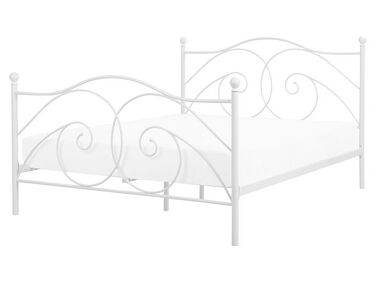 Bílá kovová postel s rámem 160 x 200 cm DINARD