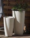 Conjunto de 2 vasos para plantas em pedra creme clara 23 x 23 x 42 cm ABDERA_883243