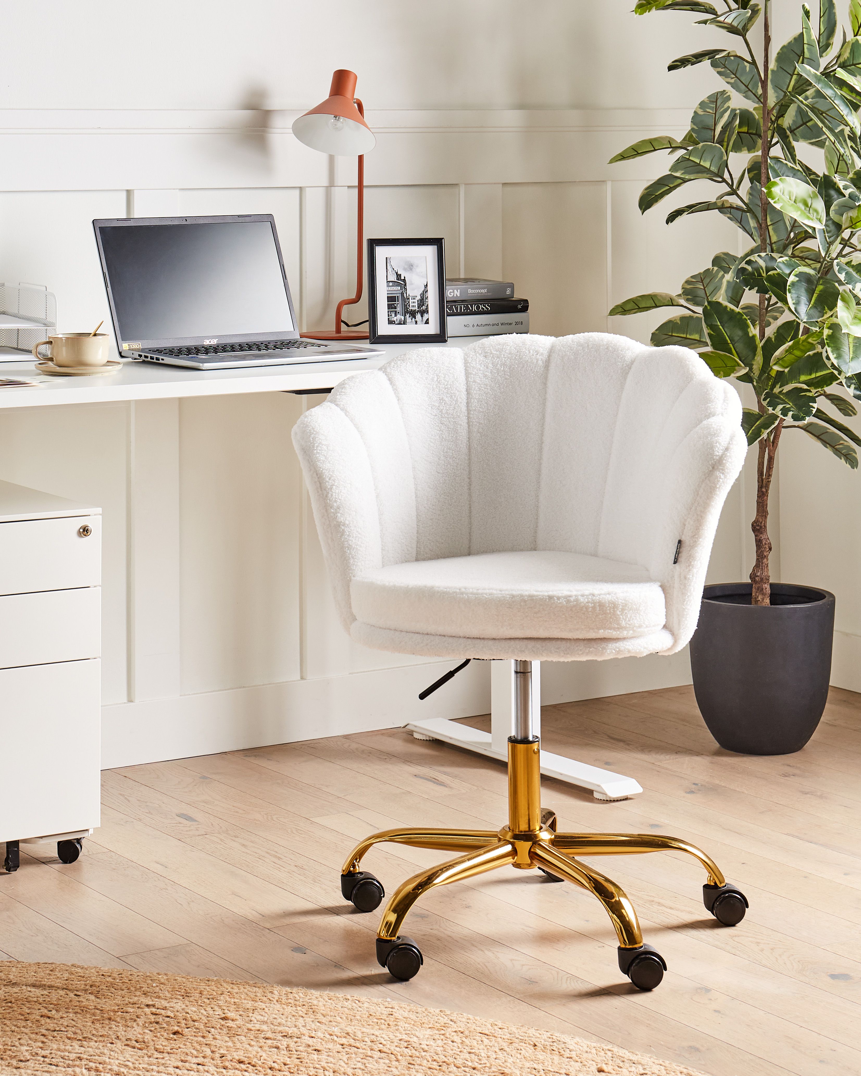Boucle Desk Chair White MONTICELLO II | Beliani.co.uk