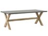 Záhradný betónový stôl 200 x 100 cm sivá/svetlé drevo OLBIA_771276
