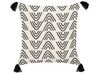 Cotton Cushion Geometric Pattern with Tassels 45 x 45 cm White and Black MAYS_838831
