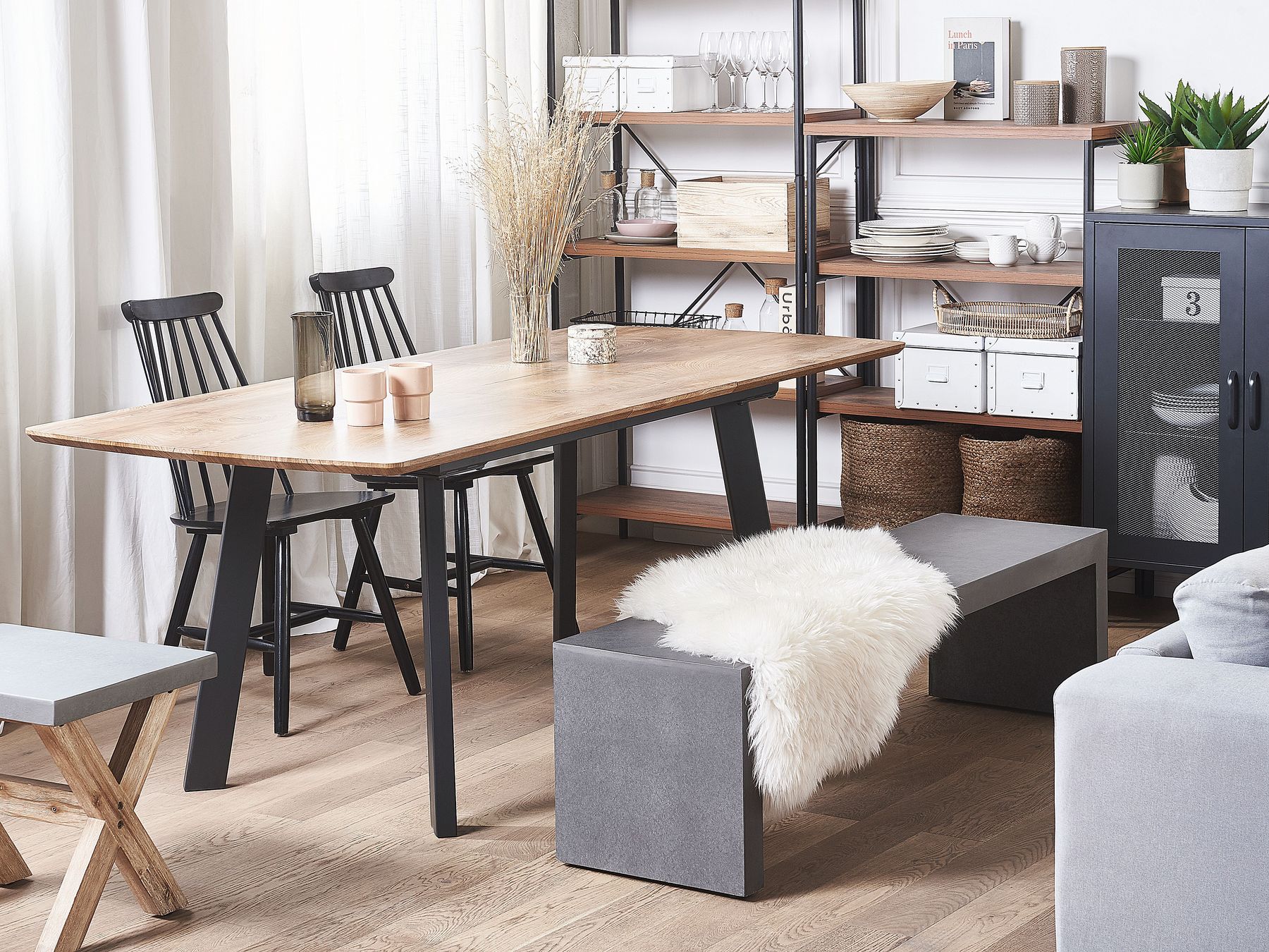 Extending Dining Table 160/200 x 90 cm Dark Wood and Black SALVADOR