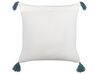 Cuscino cotone bianco blu e grigio 45 x 45 cm CORNUS_839137