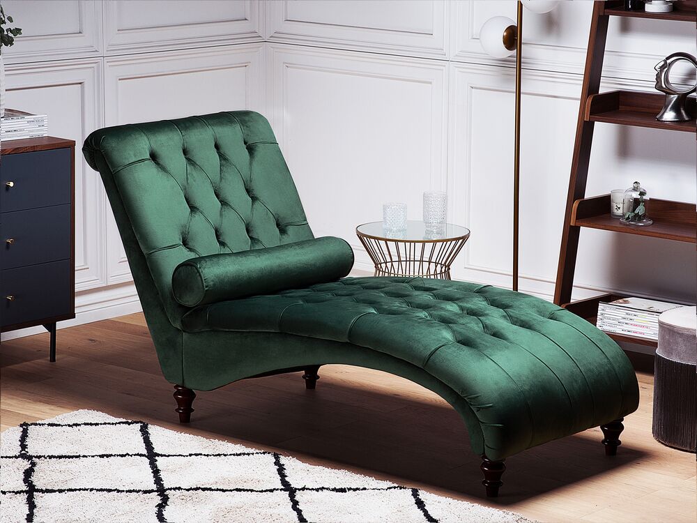Chaise longue in velluto color verde scuro MURET  Beliani.it