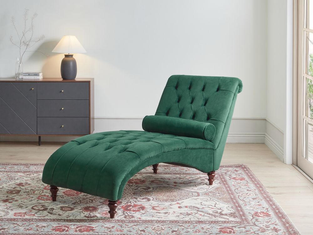 Chaise longue in velluto color verde scuro MURET  Beliani.it