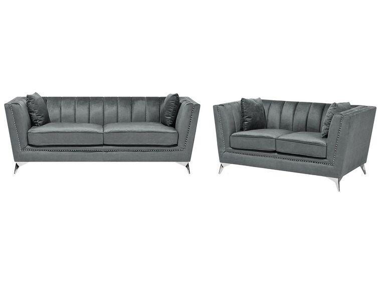 Sofa Set Samtstoff grau 5-Sitzer GAULA_720517