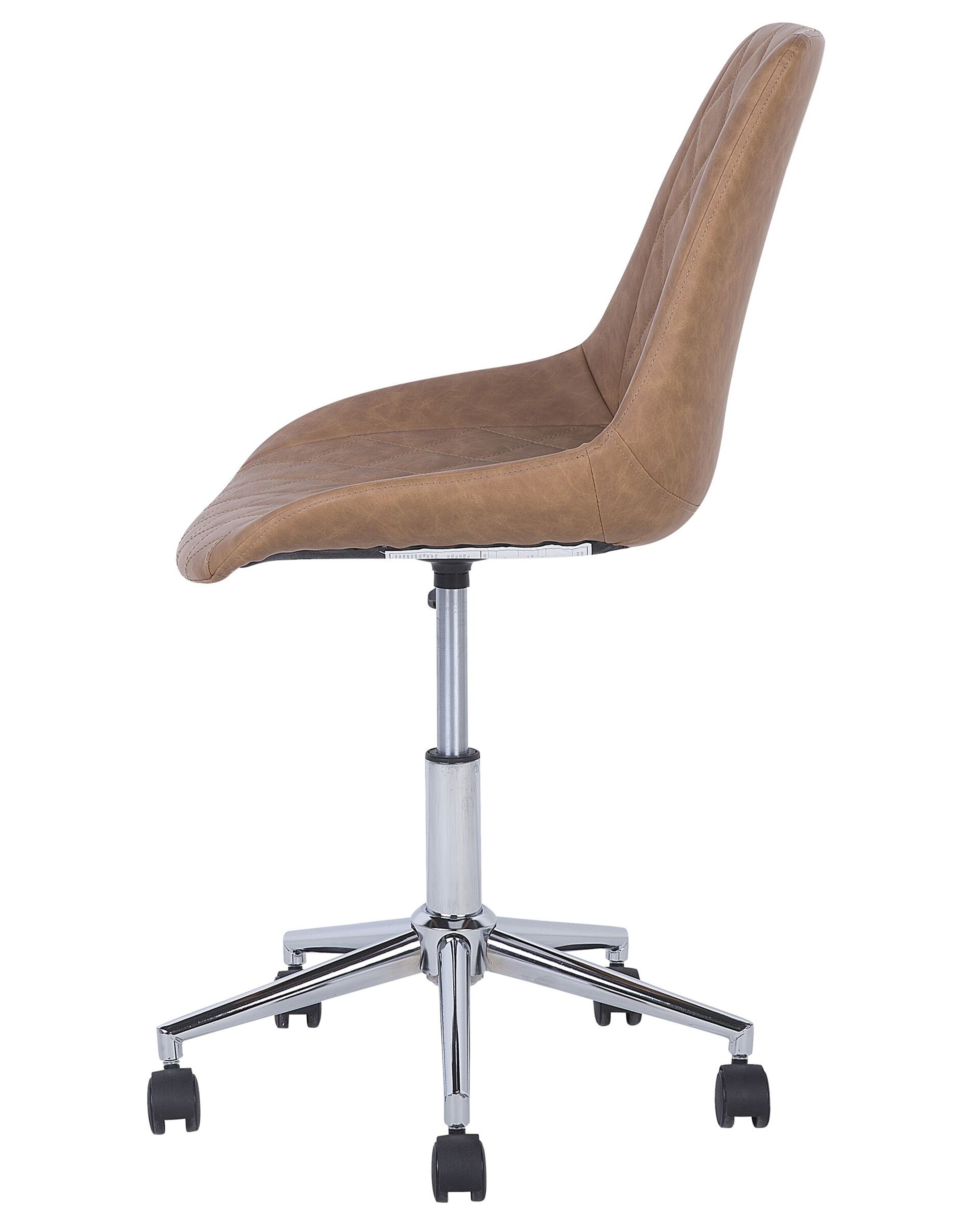 Faux Leather Armless Desk Chair Golden Brown MARIBEL Beliani.co.uk