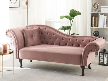 Left Hand Chaise Lounge Velvet Pink LATTES